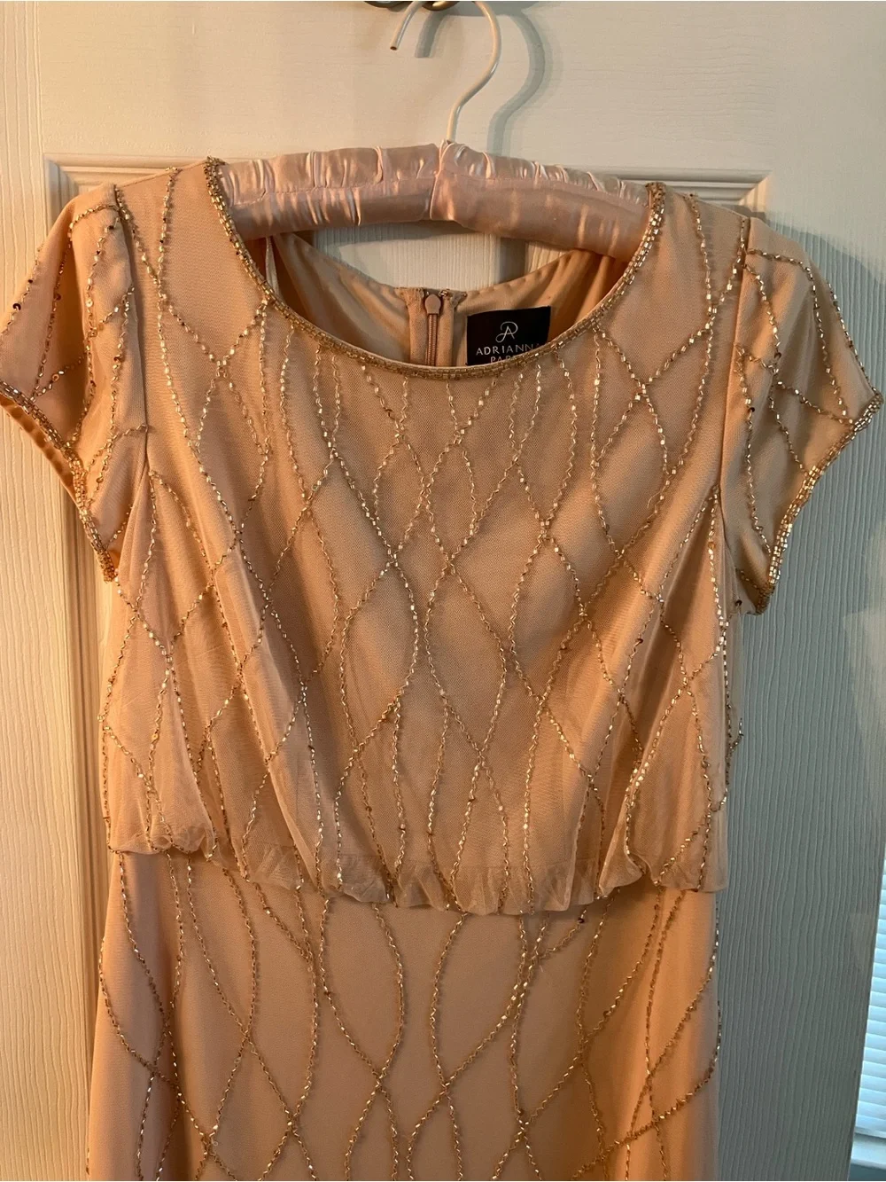 Adrianna Papell Blush  Beaded Dress- Mother of the Bride- Wedding Guest
